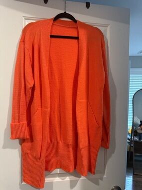 Source Unknown Bright Orange Open-Front Women's Cardigan